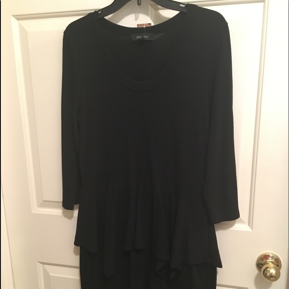 NWT AUTHENTIC KAREN KANE PEPLUM STYLE BLACK DRESS